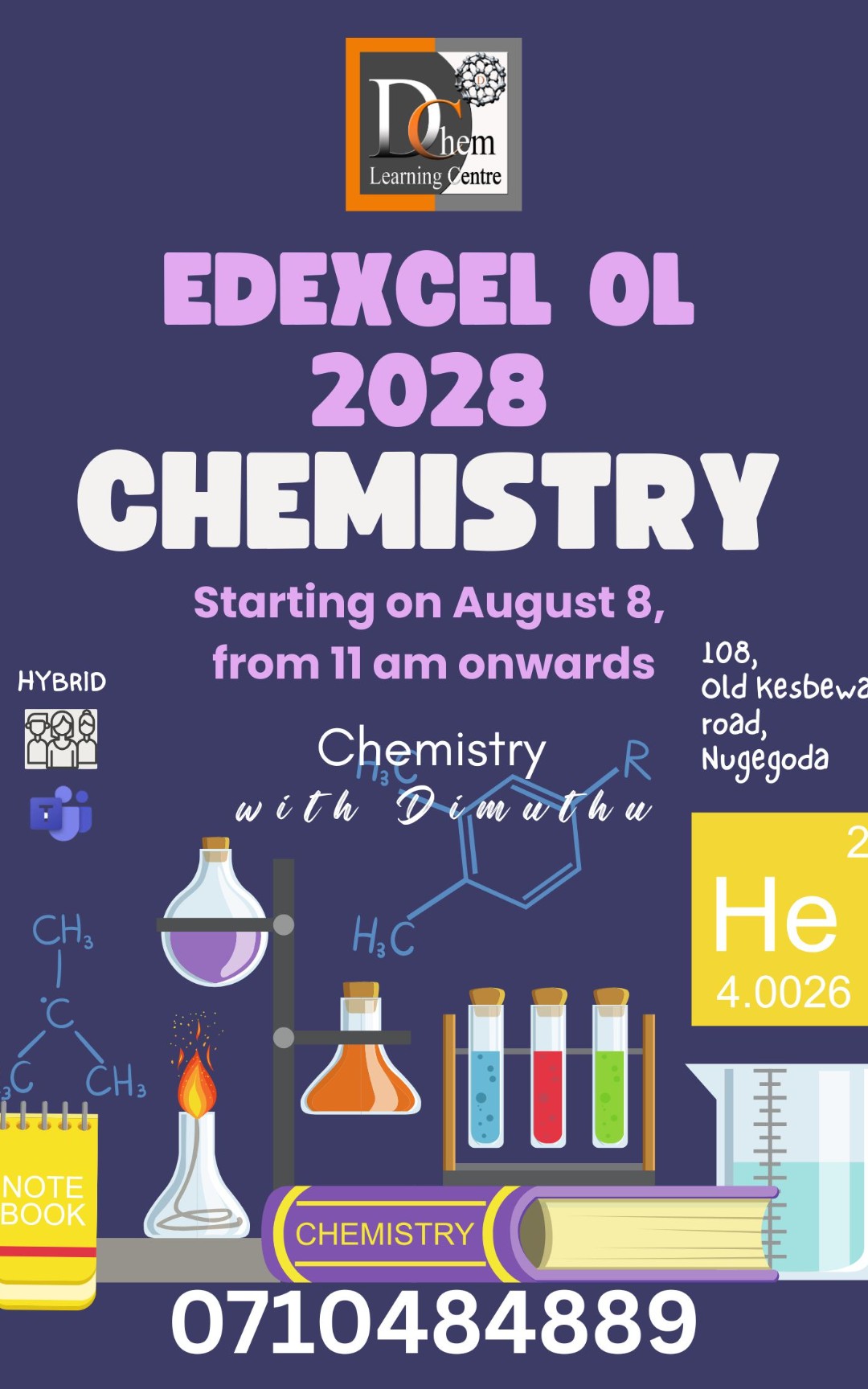 Edexcel O/L Chemistry 2028 batch announcement poster